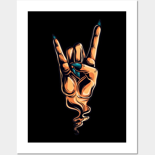 The devils horns hand gesture ~ rock on Wall Art by pickledpossums